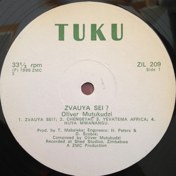 Oliver Mtukudzi – Zvauya Sei?