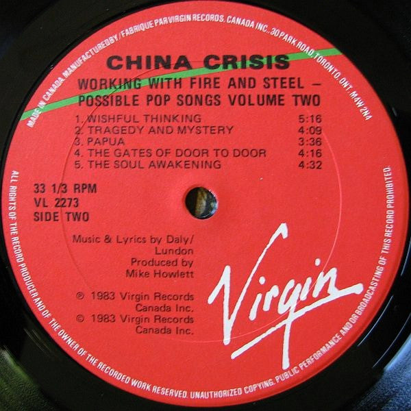 China Crisis – Working With Fire And Steel - Possible Pop Songs Volume Two