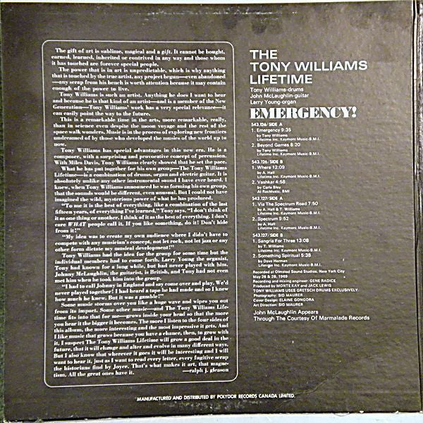 The Tony Williams Lifetime – Emergency!